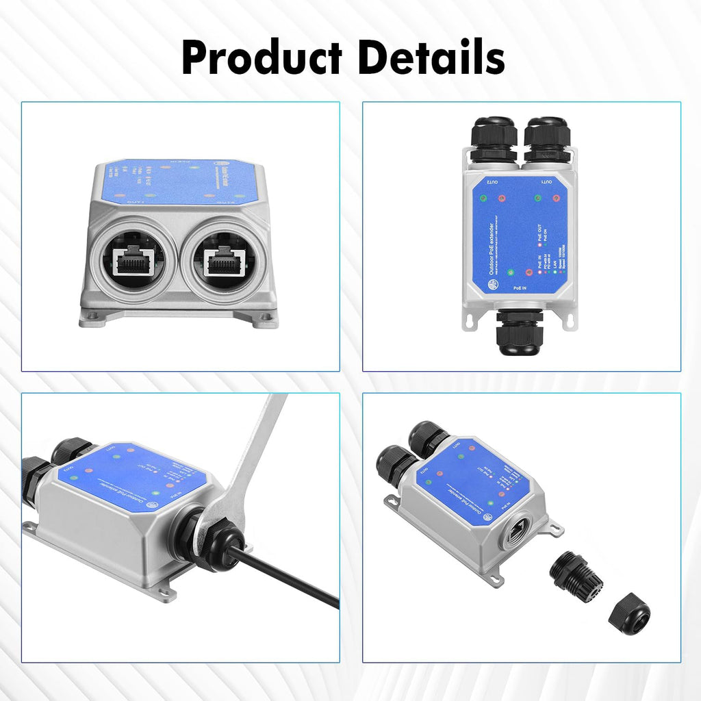 Gigabit PoE Extender: 3-Port (90W, Outdoor, IP67)